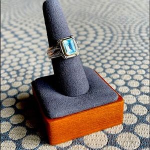 Aqua Marine Sterling Silver Ring - 7.5